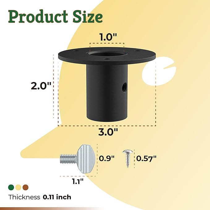 Bird Feeder Pole Mount Flange for Tray Feeders, 1202 Round Pole Flange for Mounting Bird Box Bird House Small Large Feeder or Platform on 1 Inch Pipes Poles, Steel, 1 in