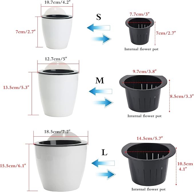 Sungmor Self Watering Wall Planter - Modern White & 3PC Pack & Large Size - Indoor Outdoor Vertical Flower Pot - Wall Mounted Window Hanging Pot - Water Storage Space Design Container