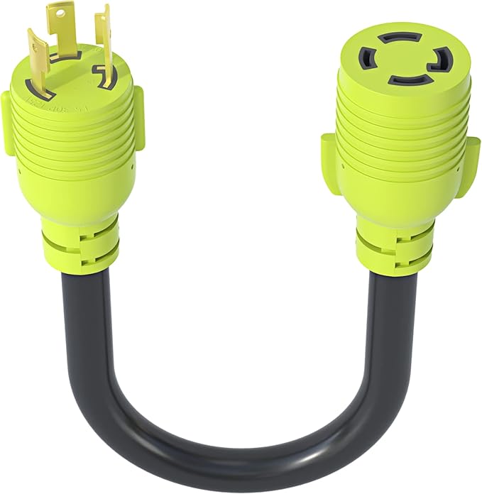 Generator Transfer Switch Adapter NEMA L5-30P Male Plug to L14-30R Female,30 Amp Generator Twist Lock 3 Prong to 4 Prong House Inlet Box,STW 10 AWG（1.5FT）