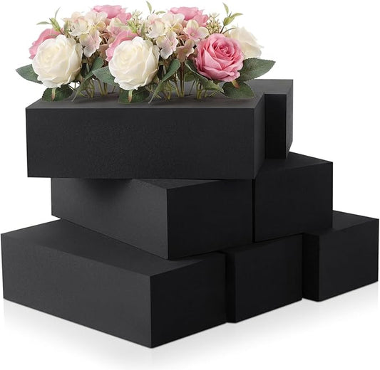Lallisa 8 Pcs Reusable Floral Foam Blocks Water Weather Resistant Dry Floral Foam for Artificial Flower Arrangements Outdoor Flower Boxes Hanging Planters Wedding Home Decor (7.8 x 3.5 x 2.4,Black)