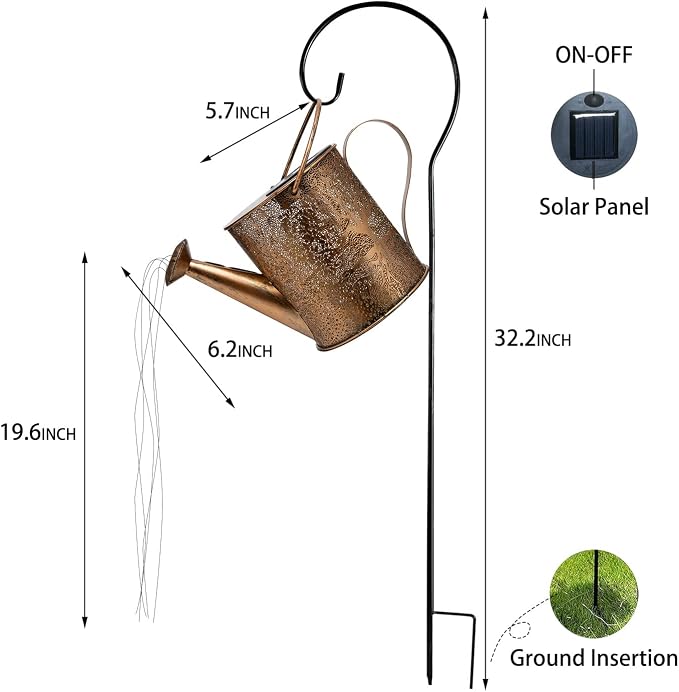 JIAJIAMEI Large Solar Watering Can Lights Big Tree Outdoor Garden Decor, Waterproof Cascading LED Hanging Lights, Gifts for Mom Grandma Women Birthday Mother's Day - Yard Porch Patio Backyard
