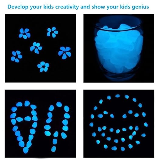 2.4Lbs 550Pcs Glow in the Dark Stones Garden Pebbles Rocks Indoor Outdoor Decor Luminous Stone for Walkways Driveway Yard Grass Fish Tank Halloween Decoration Large Bag
