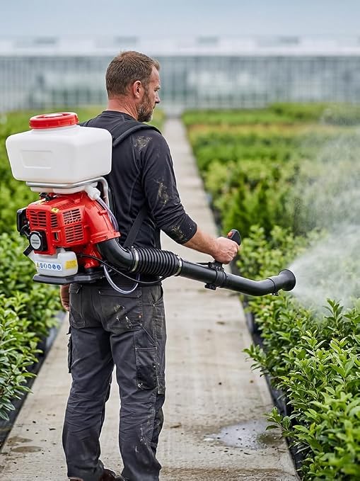 3.7 Gallon Gas Powered Backpack Fogger, Cold Duster with Turbo Pump, Multifunctional Mosquito, Weed, Disinfection, Heavy-Duty Garden Farming Sprayer Red