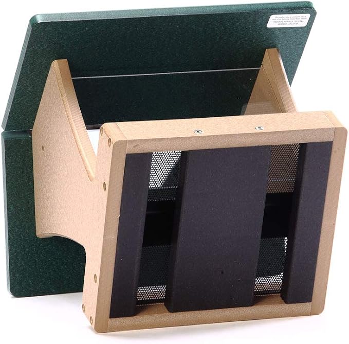 Birds Choice SN200 Two-Sided Hopper Feeder, Recycled Bird Feeder, Medium, Taupe/Green
