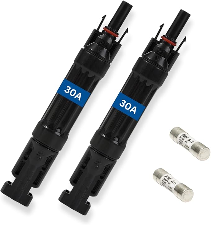 PV in-Line Fuse - 1000V Solar Fuse Holder, Weatherproof and Fire-Safe, Quick Installation (30A, 1, Pack)