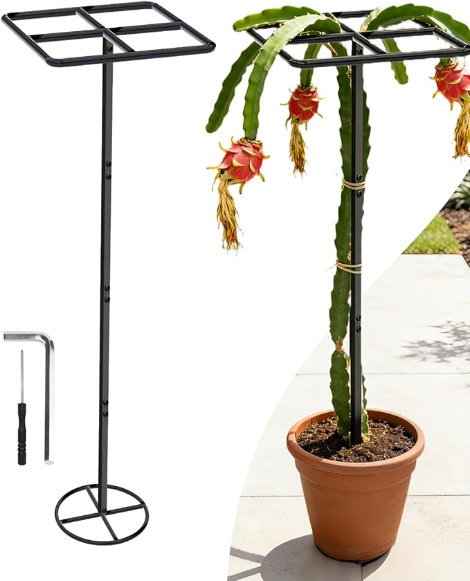 66''×16'' Heavy-Duty Metal Dragon Fruit Trellis, Adjustable Gardening Support Stand for Vertical Climing Plants,Trees,Cactus Garden Outdoor Indoor Potted Support