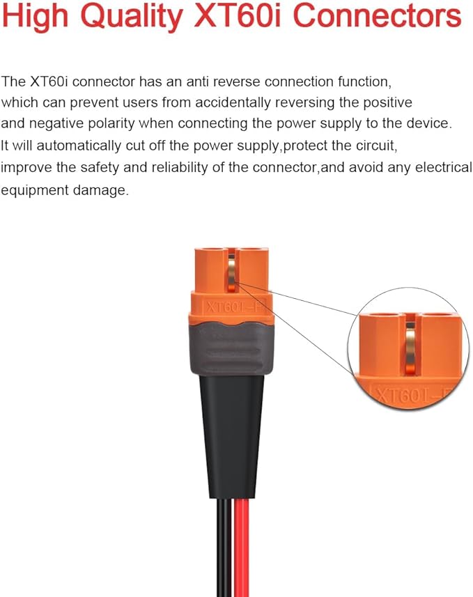 ELFCULB 12AWG 50FT Solar to XT60i Cable 2 10 25 35 50 75 100FT Solar Connector to XT60i Adapter Cable for Portable Power Station (50FT)