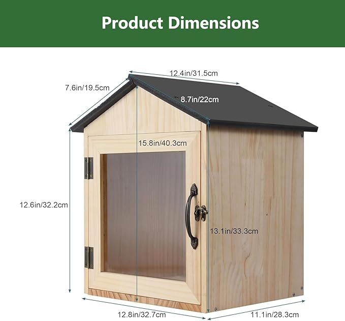 Little Library Box Outdoor Wooden Outside Library Book Boxes‌ Literature Exchange Box Book Storage for Diy, Neighborhoods Community and Schools Sharing Literature and Newspapers (Wood)