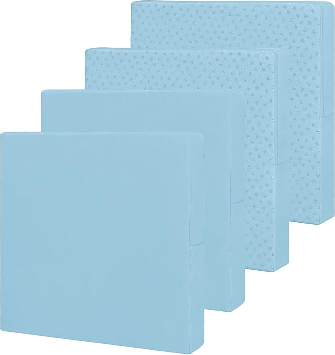 Easy-Going Waterproof Patio Cushion Covers ONLY Cover 24x24x4 inch 4 Pack Replacement Non-Slip Outdoor Seat Cushion Slipcover with Zipper. Light Blue