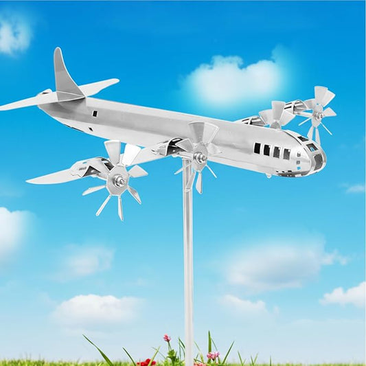Metal Plane Garden Stake Decor, Unique Plane Garden Stake. Sturdy Metal Lawn & Patio Decor, Compact Housewarming Gift Art