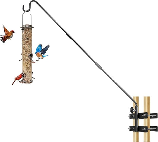 29-43" Adjustable Deck Railing Hook,Heavy Duty Rotating Plant Hanger | Double Clamps for Bird Feeders, Planters, Lanterns & Wind Chimes | Shepherd Bracket for Deck, Patio & Garden Use
