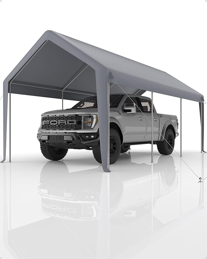 10x20 ft Heavy Duty Carport Replacement Canopy Cover, Waterproof Outdoor Garage Top Tent for Cars/Trucks/Boats, UV-Resistant & Wind-Resistant (Top Cover ONLY, Frame Not Included)