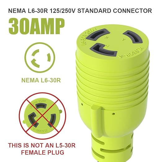 NEMA L14-30P to NEMA L6-30R,30 Amp Adapter 4 Prong to 3 Prong Lock Connection,Welder Generator EV Power Conversion Cord,STW 10 Gauge,ETL Listed(1FT)