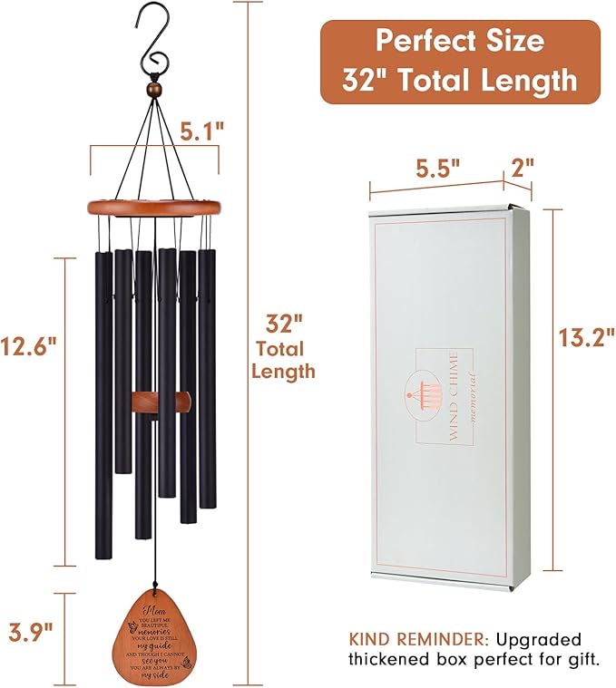 AMBOBE Memorial Sympathy Gifts for Loss of Mom, 32" Memorial Wind Chimes for Loss of Mother Sympathy Gift, Bereavement Gift for Loss of Mother, Windchimes in Memory of Mom Gifts