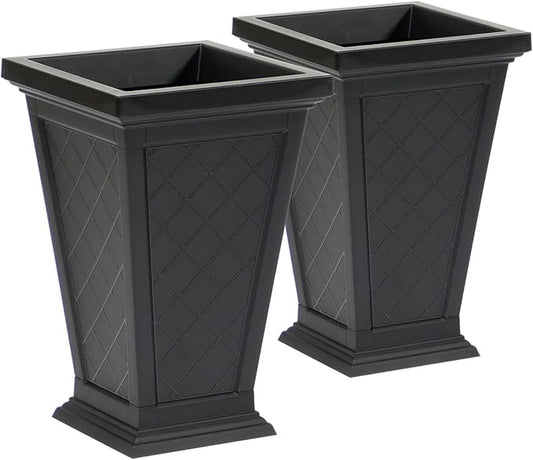 FCMP Outdoor - Modemmo Argyle Self-Watering Planter (2 Pack), Black