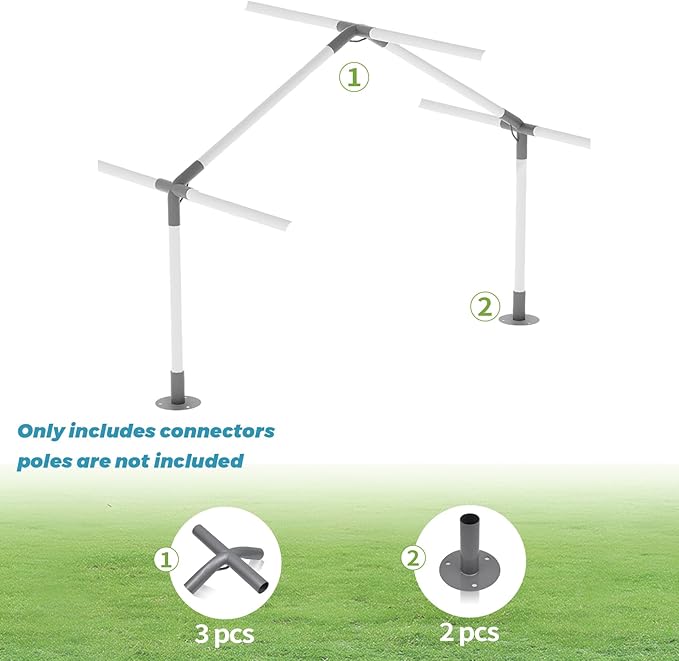 2 Leg High Peak Canopy Fitting Kit, Extension for Middle Part, Galvanized Steel Carport Connectors with 1-3/8" ID
