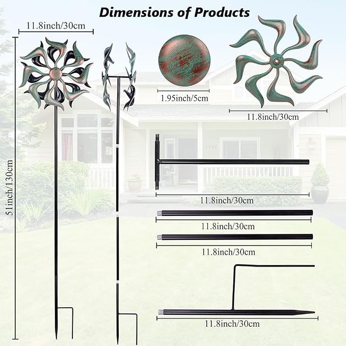 Stargarden Wind Spinners Outdoor, Metal Wind Spinner, Kinetic Wind Sculptures & Spinners, Decorative Pinwheels Double Windmill for Yard, Garden Decor