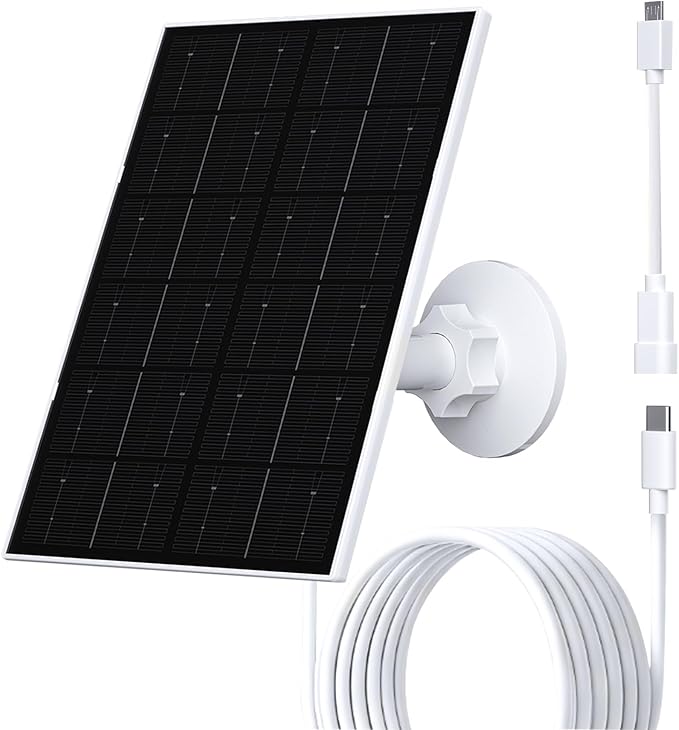 FUTUREZEN 4W Solar Panel for Security Camera, Type-C/Micro USB Solar Charger for Rechargeable Battery Cameras, IP66 Waterproof, 360° Adjustable Bracket, 9.8ft Cable for Outdoor Use, 1 Pack