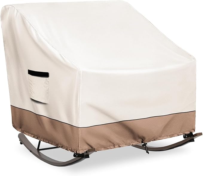 Outdoor Rocking Chair Cover, Heavy Duty Waterproof Papasan Chair Cover with Split Zipper, Easy to use, Beige