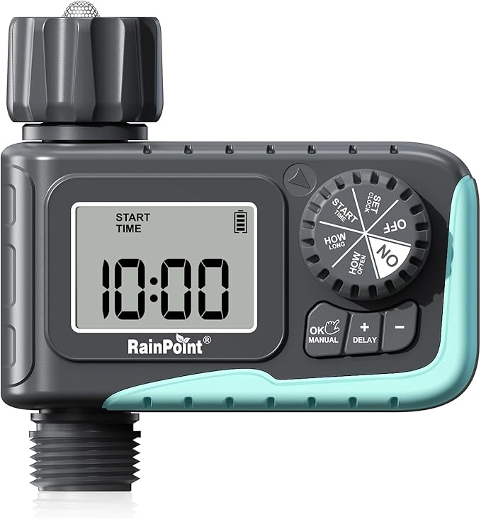 RAINPOINT Sprinkler Timer & Garden Hose Nozzle with 9 Adjustable Spray Patterns