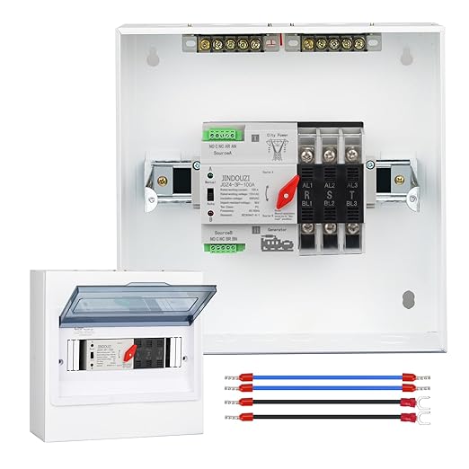 100A Automatic Transfer Switch, 110V Millisecond Level Dual Power Automatic Transfer Switch, Generator Transfer Switch, with Metal Distribution Box
