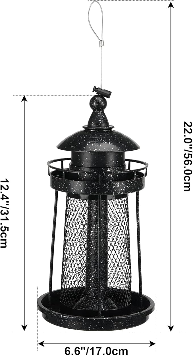 Lavezee Bird Feeder for Outdoors, Large Capacity Hanging Bird Feeders for Outside Wild Birds Hummingbird Parrot，Black