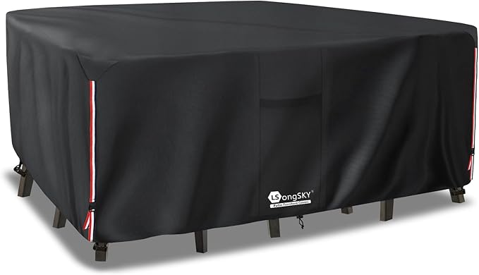 Outdoor Furniture Covers Waterproof,600D Heavy Duty Outdoor Dining Table and Chairs General Purpose Furniture Cover,Square Patio Table Covers 62L x 62W x 28H inch Black