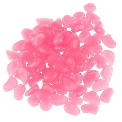 550 Pcs Glow in The Dark Garden Stones Pebbles, Gardening Luminous Glow Stones Outdoor Decor Glowing Water Fish Tank Gravel (Pink)