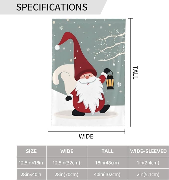 Delerain Christmas Gnome Garden Flag, 12.5 x 18 Inch Double Sided Design Weather Resistant Indoor & Outdoor Decoration Small Banner for Home Yard Lawn Patio Office