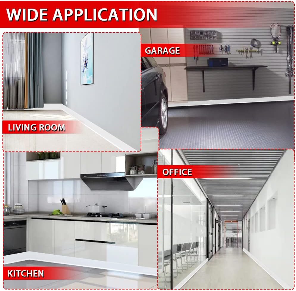 Vinyl Wall Base Baseboard Molding Trim 6" Flexible Self Adhesive Rubber Wall Base Moulding Trim Peel and Stick Design, 6 Inch x 20 Feet, White