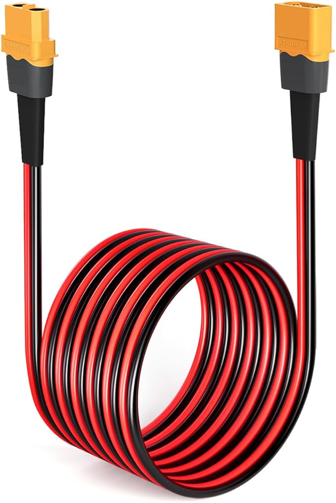 ELFCULB 10AWG 50FT XT60 Extension Cable 2 6 10 20 35 50 75 100FT XT60 Female to Male Connector for RC Battery Portable Power Station Solar Panel(50FT)