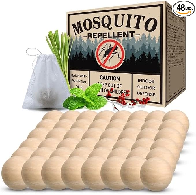 Mosquito Repellent 48 Balls – Mosquito Repellent Outdoor Patio & Indoor, Natural Mosquito Deterrent for Yard, Patio, Camping & Travel