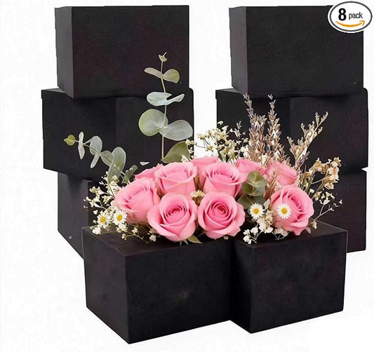 8 Pack Black Floral Foam Blocks, 4"x4"x3" Reusable & Water Absorbent Wet Foam for Artificial Silk Flowers, Wedding, Home Decor & Outdoor Planters