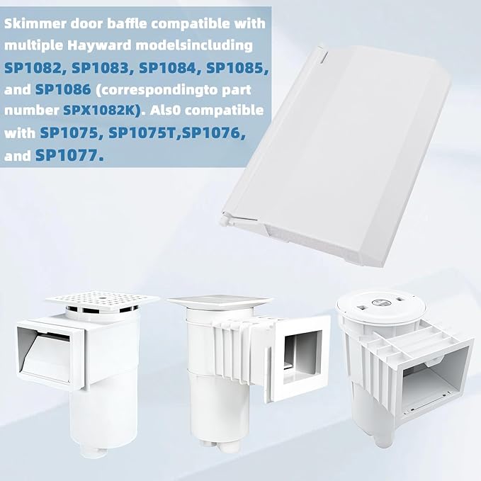SPX1082K Swimming Pool Skimmer Weir Door Compatible with Hayward SP1082/SP1083/SP1084/SP1085/SP1086/SP1075/SP1076/SP1077, 7-3/4 inch Pool Skimmer Weir Flap Door Assembly Replacement Kit