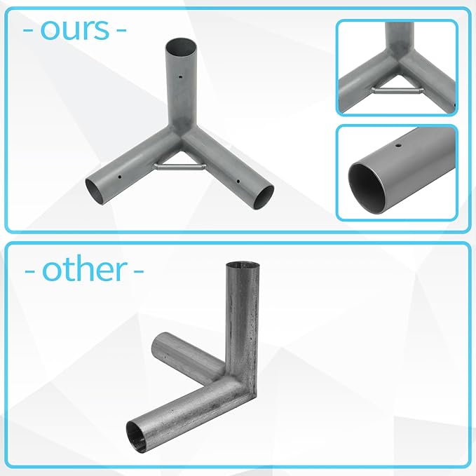 6 Leg Carport Kits, Square Flat Top Canopy Fitting Kit with 1-3/8" ID, Galvanized Steel Carport Connectors, shed Frame kit DIY Project