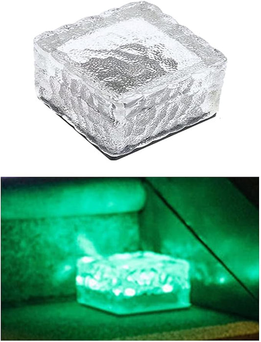Outdoor Ice Cube Bricks Rocks Lights Solar Powered LED In Ground Pathways Patio Yard Garden Glow Lights Decor