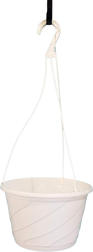 10" Diameter Contempo Swirl Hanging Basket, Green or White (5, White)