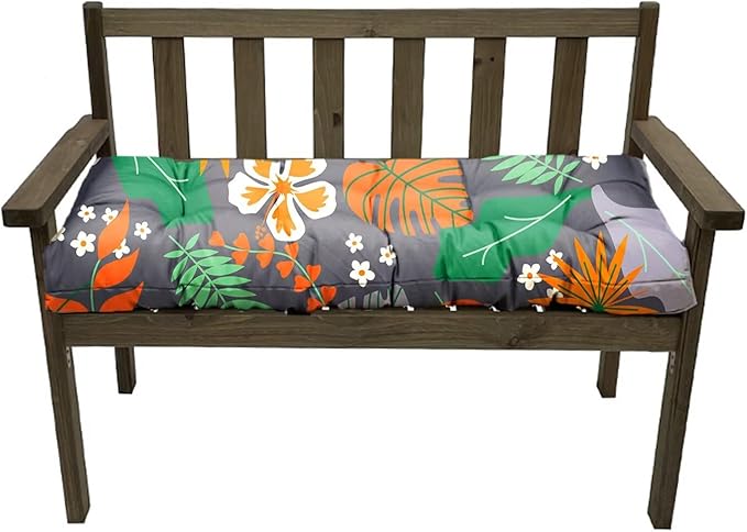Indoor Outdoor Printed Bench Cushion Waterproof Porch Swing Cushions Patio Bench Seat Pad Orange Grey 40x20in