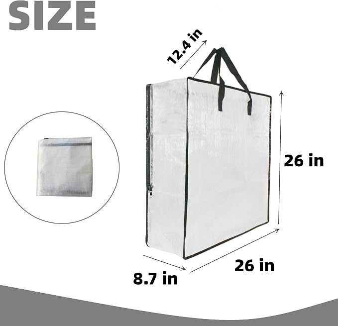 9 Pack Clear Storage Bags with Zipper and Handles, Blanket Bags For Closet Storage, Moving and Packing Supplies for College, Underbed Storage Organizer for Clothes Pillow Bedding Christmas Wreath
