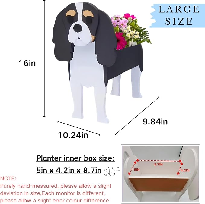Cavalier King Charles Spaniel Dog Planter Plant Pots,Cute Large Dog Flower Planter,Gifts for Pet Lovers,Unique Animal Plant Pots,Office,Indoor Outdoor Garden Decor(9.84 * 10.24 * 16in)