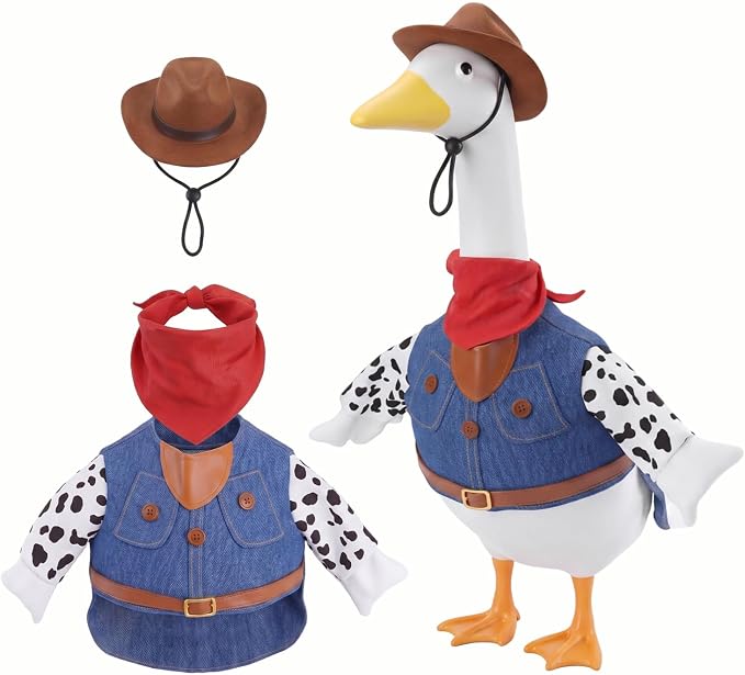 Cowboy Porch Goose Outfits Clothes for Party Decor, 4th of July Decorations, 250 Anniversary USA Merchandise Lawn 23 inch Porch Goose Costume Clothing for Patio Yard