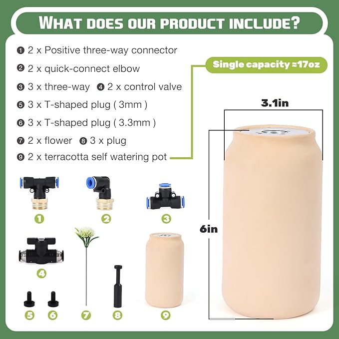 2pcs 3.1x3.1x6in 17oz Drip Irrigation System Olla Watering System Insert Devices for Vacation Garden Use Terracotta Olla Pots Automatic Tree Waterer Plant Watering Devices