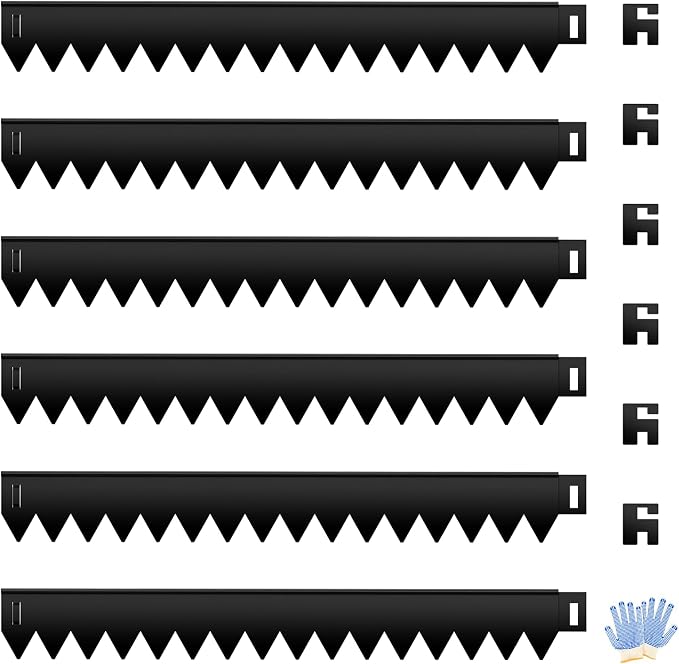 Upgraded Safe Black Steel Landscape Edging 20FT Kit (6-Pack) with Gloves -5 Inch Heavy-Gauge Rounded Edge Metal Garden Border for Lawn, Flower Bed & Raised Beds