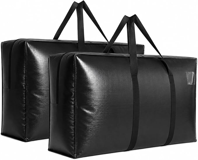 Extra Large Storage Bags, Jumbo Moving Tent Storage Bags, Foldable Big Black XXL Duffle Bag for Travel,Christmas Tree Bag, 42x23x13.5inch - 2PACK