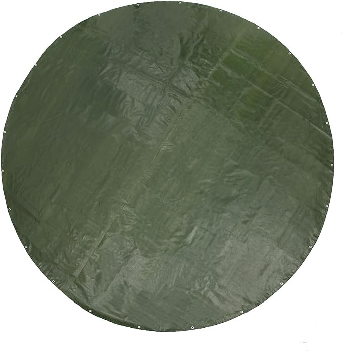 GUARD SHIELD Round Tarp 16 Feet Waterproof Heavy Duty Circle Tarps for Under Pool Green/Silver Multi Purpose Circular Outdoor Cover