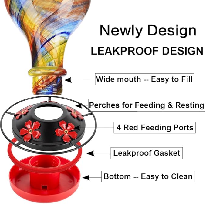 2 Pack Hummingbird Feeder Base Replacement Part Accessories Set - Includes 2 Pcs Bottom Base, Moat Hooks, Seal Rings, Brushes and Hanging Ropes (2, Black)