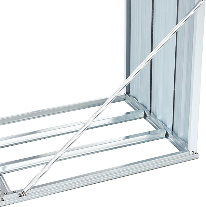 YOPTO 68" Galvanized Steel Firewood Rack,Log Holder with Roof,Storage Shed w/Vents,Backyard Garden Patio Porch for Shovels,Umbrellas,Antennas,Escalators,Dark Gray