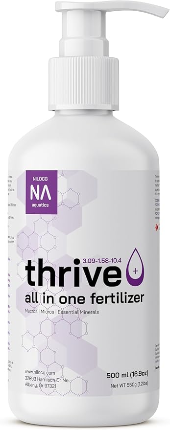 Thrive+ All in One Liquid Aquarium Plant Fertilizer – 500ml Highly Concentrated Aquatic Plant Fertilizer Solution – Nutrient-Rich Aquarium Plant Food – Convenient Usage – Effective Results