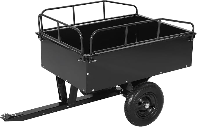 Garvee 750LB Heavy Duty Garden Dump Cart, 15 Cu ft Garden Trailer Steel Garden Cart with Removable Sides, Utility Wagon Tow Behind ATV UTV Lawn Mower Tractor, Foot Pedal Quick Dump
