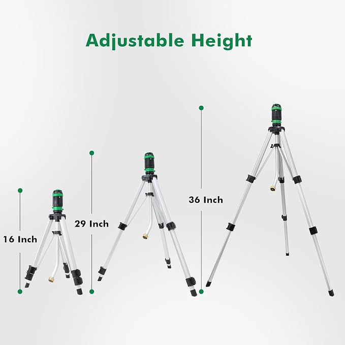 RESTMO Gear Drive Sprinkler with Tripod Base, 5-Pattern Multi-Adjustable Lawn Sprinklers for Yard, Heavy Duty Watering System for Garden Plant, Flower Bed and Large Area Watering